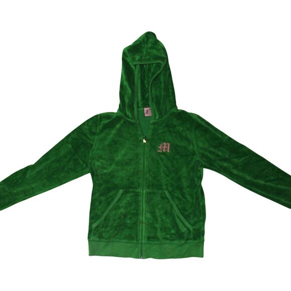 Y2K Juicy Couture Spring Green Zip Up Hoodie With Pink Embroidery Size 14 - Picture 1 of 4